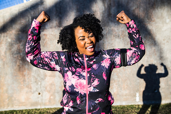 Funny portrait of a young black curvy woman during a training session functional bowel disorder treatment, treatment for iIBS orange ca, treatment for functional bowel disorder orange ca